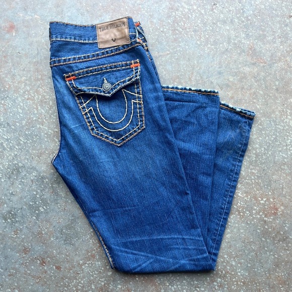 True Religion Other - True Religion Geno Super T Relaxed Slim Jeans Indigo Aged Thick Stitch Mens 36
